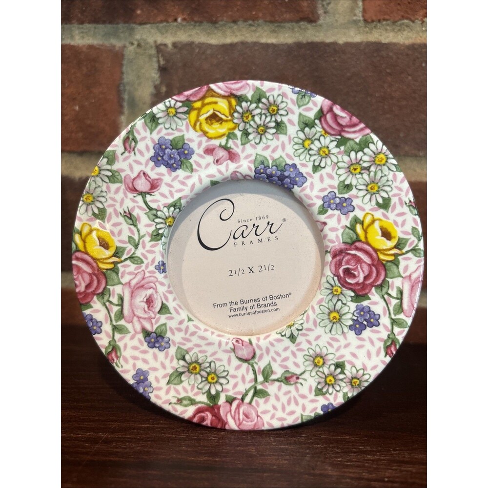 Carr Frame  Saucer Shape Pink, Yellow, Flowers  Grandma Core Country Chic New